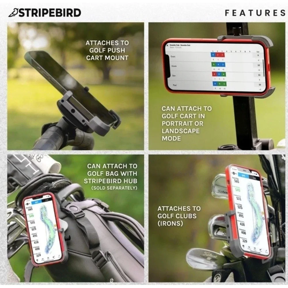Stripebird Magnetic Golf‎ Cart Phone Holder Graphite Slim Smartphone Mount